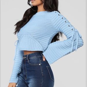 Sheila Cropped Sweater- Slate Blue